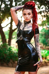 Tattooed Girl In Black Latex Dress 01