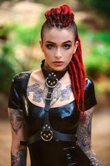 Tattooed Girl In Black Latex Dress 03