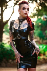 Tattooed Girl In Black Latex Dress 04