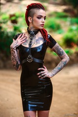 Tattooed Girl In Black Latex Dress 05