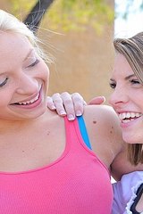 Nikkie and Aubrey outdoors kissing and eating pussy 00